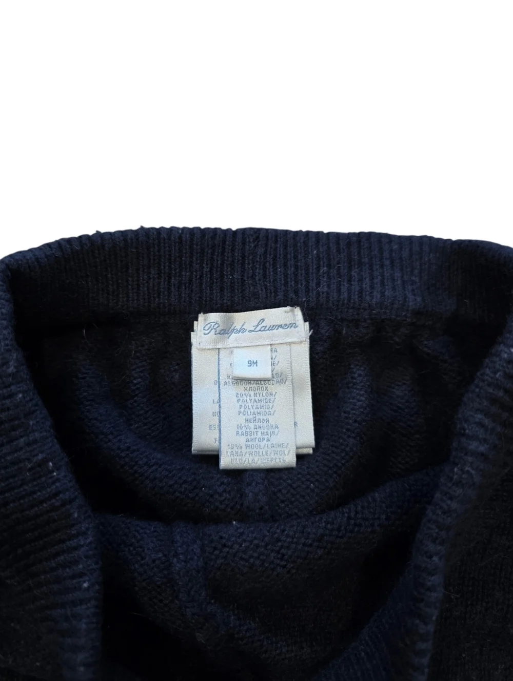 Ralph Lauren Navy Baby Knit Shorts with White Fair Isle Accent 9 Months